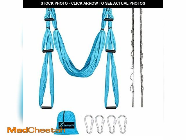 Lot 74-12450180 - Aerial Yoga Swing Set Yoga Hammock Trapeze Sling Inversion Tool for Indoor Home Fitness (Blue) - UNU...