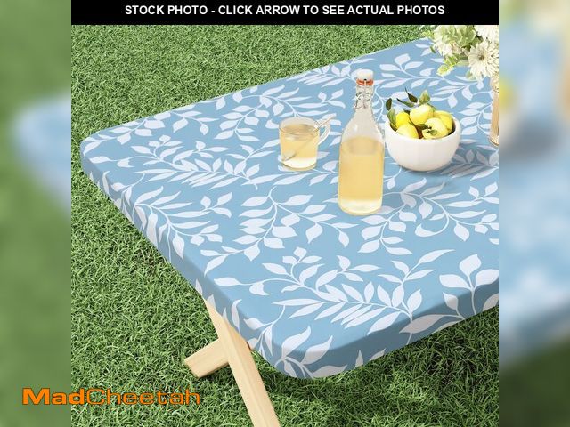 Lot 74-14211345 - misaya Rectangle Vinyl Tablecloth, Fitted Table Cover, 100% Waterproof, Elastic Edge, Flannel Backin...