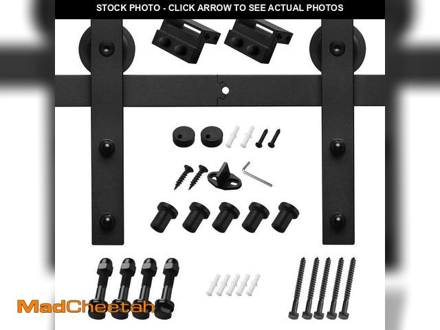 Lot 74-14276982 - Boyel Living 6.6 ft./79 in. Black Sliding Barn Door Track and Hardware Kit with I-Shape Hanger For S...