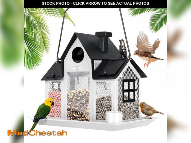 Lot 74-11556817 - Solar Bird Feeders House for Outside Hanging, Metal Wild Bird Feeder for Outdoors Large Capacity Car...