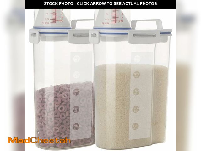 Lot 74-14298457 - jioko 2 Pcs 5.5 LB Rice Storage Container, Airtight Cereal Flour Dispenser with Pouring Spout &amp; ...