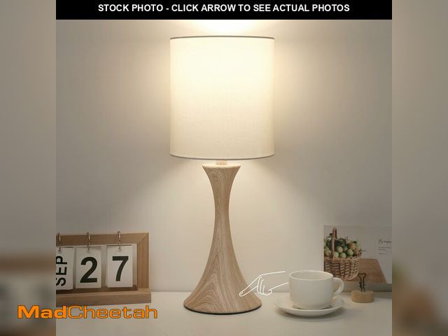 Lot 74-13540684 - Bedside Touch Lamp, 3 Way Dimmable Touch Control Table Lamp, Wood Grain Farmhouse Table Lamp, Modern...