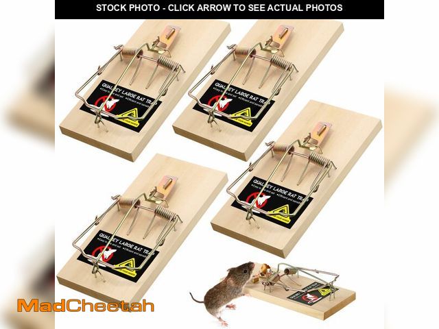 Lot 74-14430943 - Qualirey 4 Pack Large Rat Traps, Reusable Wooden Mouse Traps with Heavy Duty Double Spring, Sturdy W...