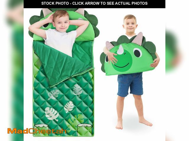 Lot 74-13626158 - iPlay, iLearn Kid Sleeping Bag, Dinosaur Slumber Sack, Toddler Boy Nap Mat, 2 in 1 Green Dinos Cushi...