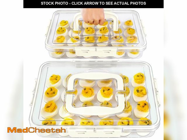 Lot 74-13627645 - MesRosa 2 Pack Deviled Egg Containers with Lid and Handle, Durable Clear Plastic Deviled Egg Carrier...