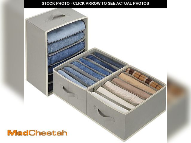 Lot 74-12969628 - Baesyhom 3 Pcs Large Size Wardrobe Clothes Organizers 6 Grids for Pants, Jeans, Sweater, T-shirt, Th...