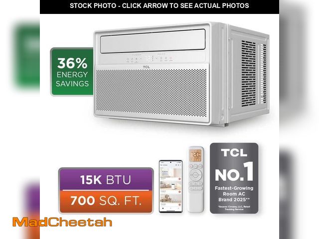Lot 74-14560934 - TCL 15,000 BTU Q-Series Ultra-Quiet Inverter Smart Window AC, Cools 750 Sq. Ft., with Wi-Fi, Remote,...