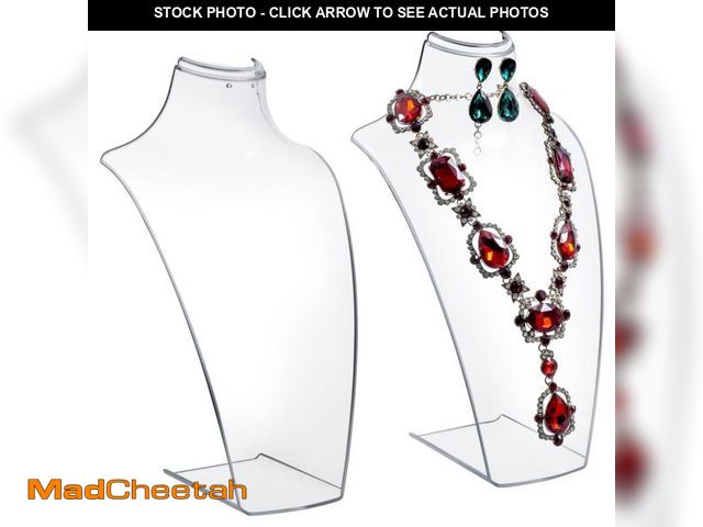 Lot 74-12310606 - MyGift 12 Inch Clear Acrylic Necklace and Earring 3D Bust Jewelry Display Stand, Tabletop Neck Form ...