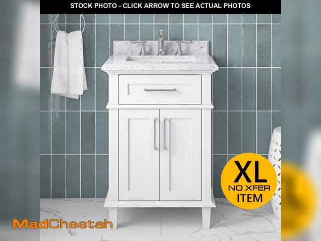 Lot 74-12892753 - Home Decorators Collection Sonoma 24 in. Single Sink White Bath Vanity with Carrara Marble Top (Asse...