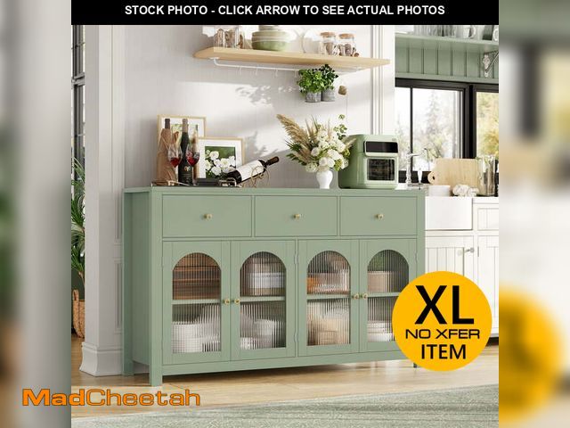 Lot 74-13775683 - Homfa 55'' W Sideboard and Buffet with Drawers, Kitchen Buffet Cabinet with Adjustable Shelves, 4 Do...