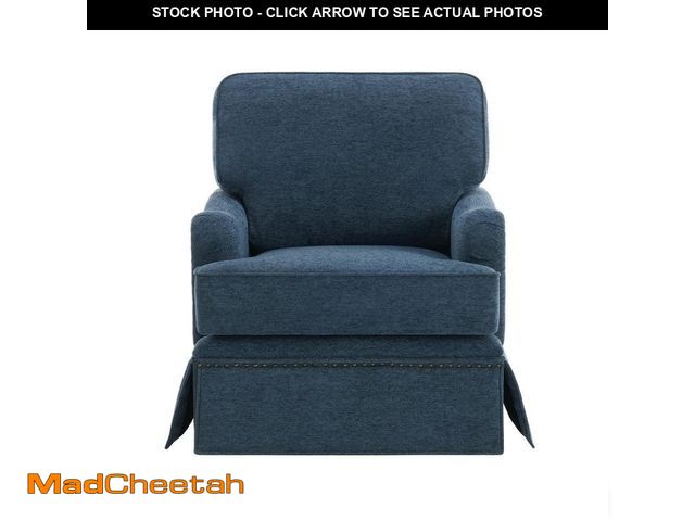 Lot 74-14344389 - Uixe Navy Blue Chenille 360ÃâÃÂ° Swivel Modern Upholstered Accent Arm Chair With Metal Base(Set ...