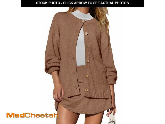 Lot 74-12704543 - Panadila Womens Sweater Skirt Set 2 Piece Outfits Sweater Skort Set Lounge Cardigan and Knit Skirt M...