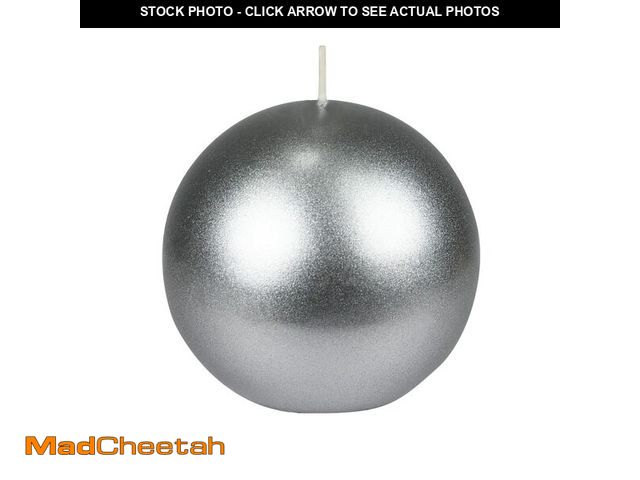 Lot 74-12719338 - Zest Candle 2-Piece Ball Candles, 4-Inch, Metallic Silver - UNUSED