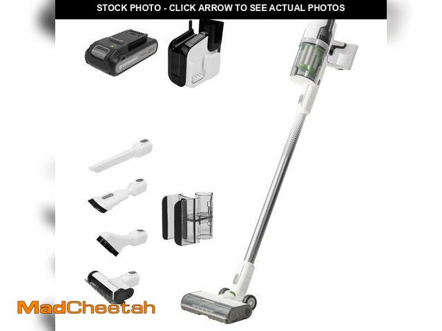 Lot 74-13285664 - Greenworks 24V Cordless Battery White Stick Vacuum w/ 4.0Ah USB-C Battery &amp; Charger - UNUSED