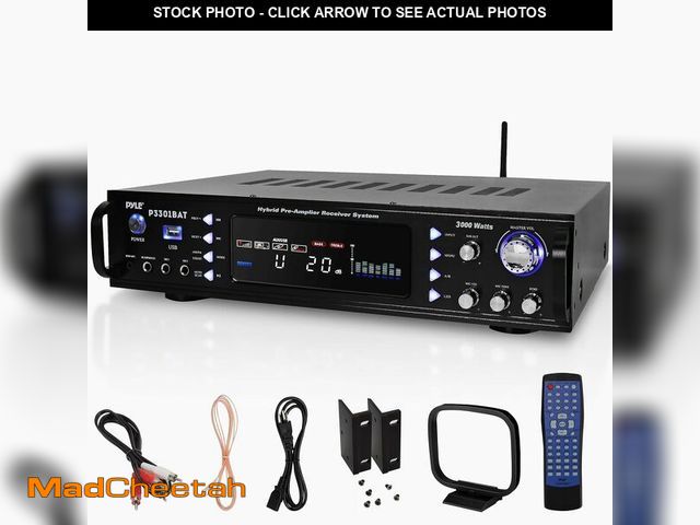 Lot 74-14591423 - (MISSING HARDWARE,REMOTE) Pyle Bluetooth Home Stereo Amplifier - Hybrid Multi-Channel 3000 Watt Powe...