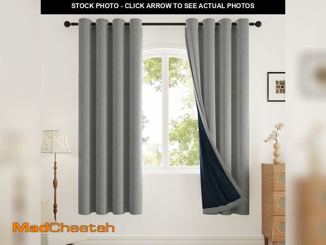 Lot 74-13964955 - Rinwoc 100% Blackout Curtains for Bedroom, Thermal Insulated Curtains 63 Inch Length Curtain 2 Panel...