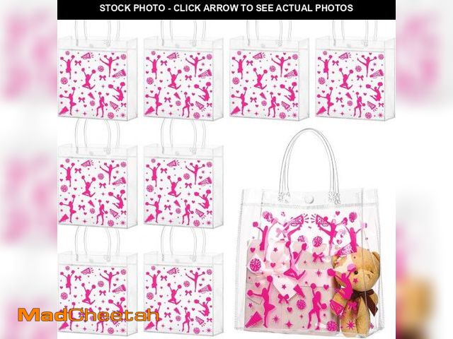 Lot 74-12332309 - Sweetude 24 Pcs Cheer Clear Treat Bags with Handles for Cheer Team Cheerleader Gift Bag Bulk Cheerle...