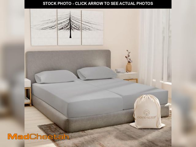 Lot 74-12216248 - Good Sleep Bedding Split King Sheets Set, 100% Egyptian Cotton, Luxury Sateen Sheets, 5 Piece, 2 Fit...
