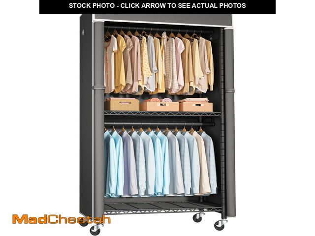 Lot 74-14350643 - Heavy Duty Portable Closet with Cover, Rolling Garment Rack on Wheels (450 Lbs Load), Extra Tall 80....