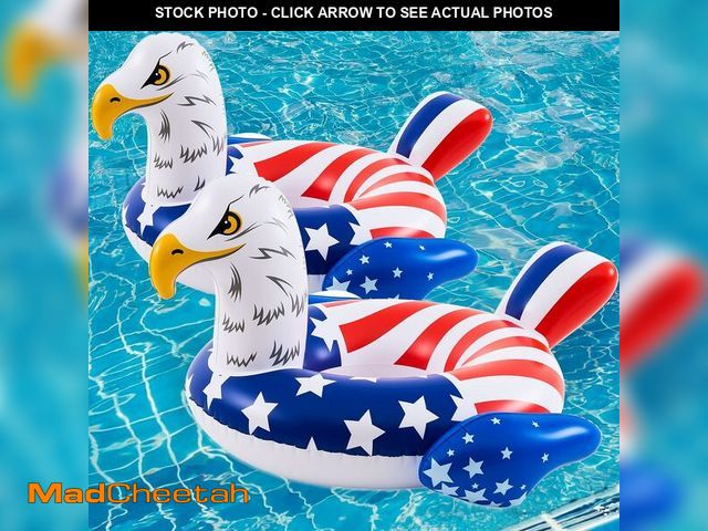 Lot 74-14273774 - VercanMonth 2 Pack American Flag Inflatable Eagle Pool Float for Kids-24 Inch 4th of July Swim Tube ...