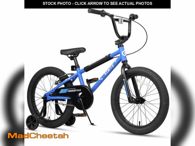 Lot 74-14241335 - Glerc 18 Inch Little Kids Bike BMX Style Bicycle with Training Wheels Coaster Brake for 6 7 8 9 Year...