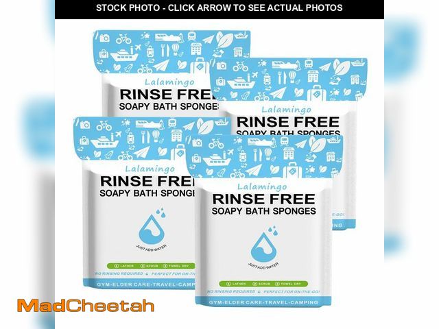 Lot 74-13946311 - 100 PCS Disposable Rinse Free Bath Sponges, No Rinse Bathing Wipes for Adults, Soap Infused Dry Show...