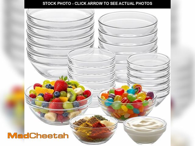 Lot 74-14269451 - LemonRoad 20 Pcs Glass Prep Bowls Sets 4 Sizes 2.5/4.5/8.5/12.9 oz Cooking Clear Small Prep Pinch Bo...