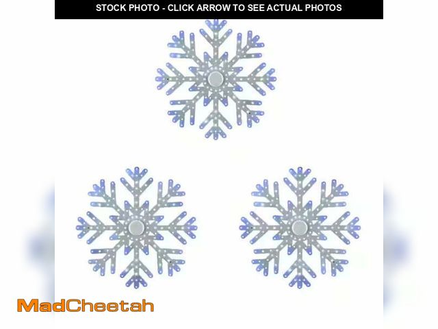 Lot 74-13800373 - 10 in Hi-Vibrant Snowflakes 3Pack Holiday Yard Decoration Model # 22LE11012 - UNUSED