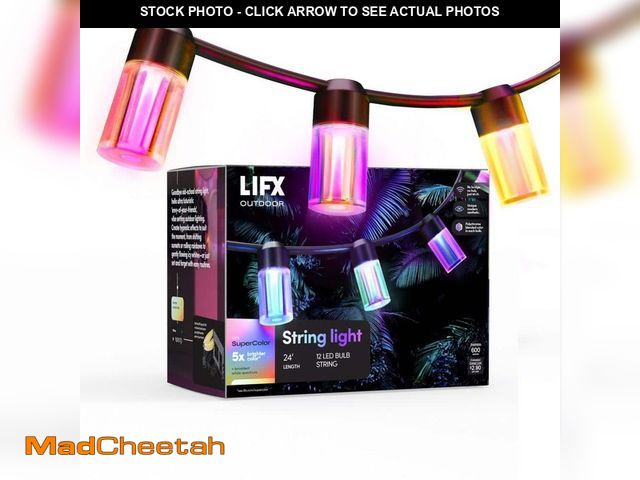 Lot 74-12557556 - LIFX 12-Light 24 ft. Outdoor Plug-In RGB Integrated LED Smart Wi-Fi String Light, Works with Alexa/H...