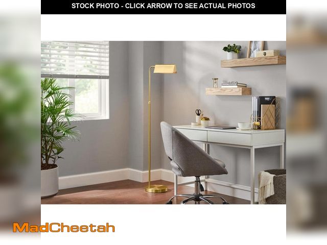 Lot 74-12772525 - Hampton Bay Wesleigh 59 in. Aged Brass Standard LED Indoor Floor Lamp 3 CCT Dimmer Switch with Brass...