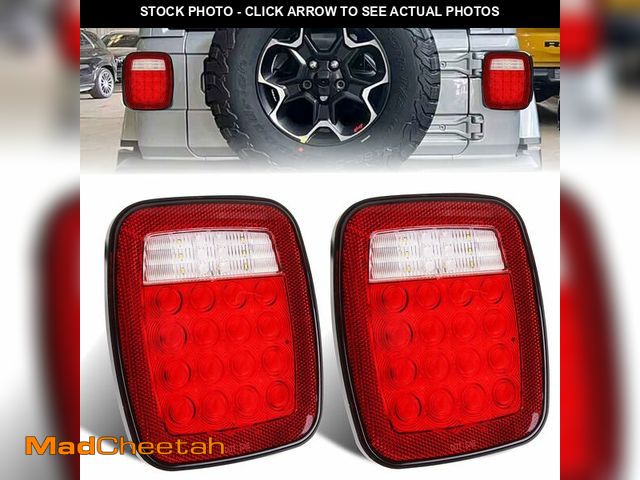 Lot 74-14214468 - Traberm 2 Pcs Universal Trailer Tail Lights Red/White 16 LED Stop Brake Turn Tail Signal Backup Reve...