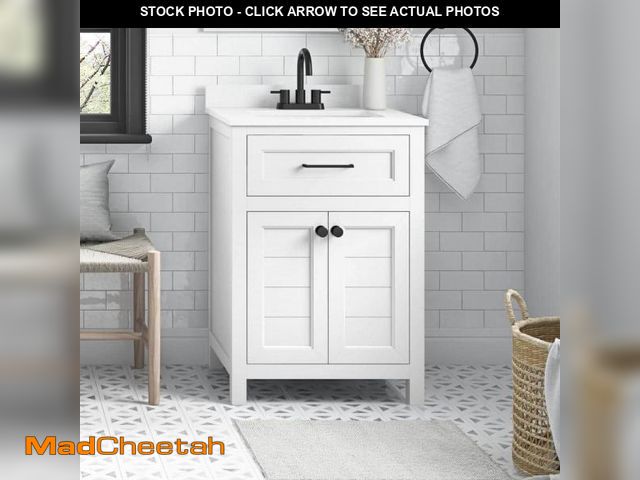 Lot 74-12187114 - Home Decorators Collection Hanna 24 in. Single Sink White Bath Vanity with White Engineered Stone To...