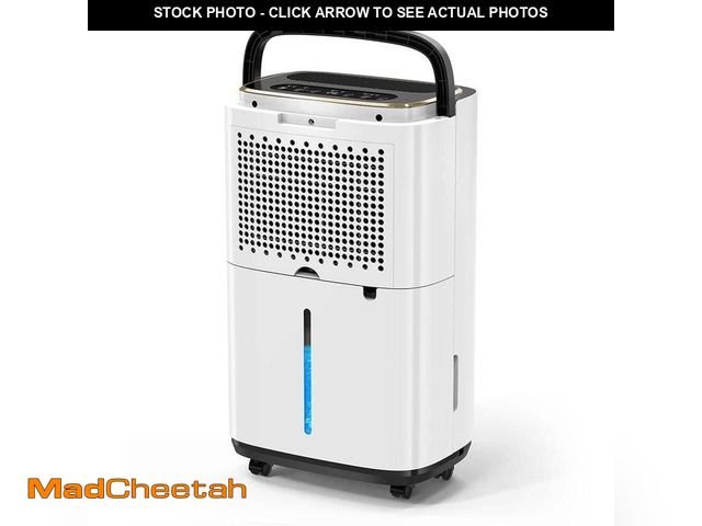 Lot 74-13269099 - Edendirect 50 pt. 4500 sq.ft. Portable Dehumidifier in White, with Bucket, Drain Hose, Continuous Ru...