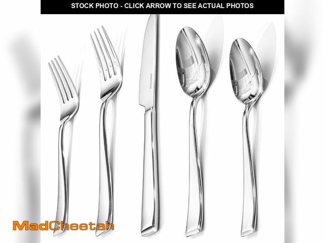 Lot 74-14269101 - KINGSTONE Mirror Polish Silverware Set for 12, 60-Piece 18/10 Stainless Steel Flatware Set, Dishwash...