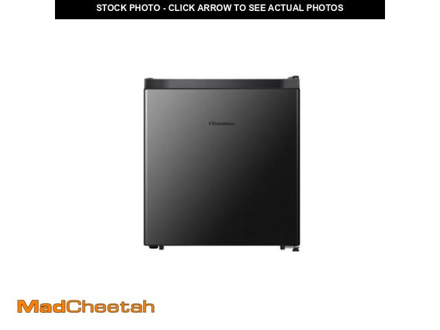 Lot 74-12426615 - Hisense 1.6 Cu. Ft. Single Door Mini Fridge  Black  17.5  Width  1 Year Warranty  WMS017M6XBE - USED