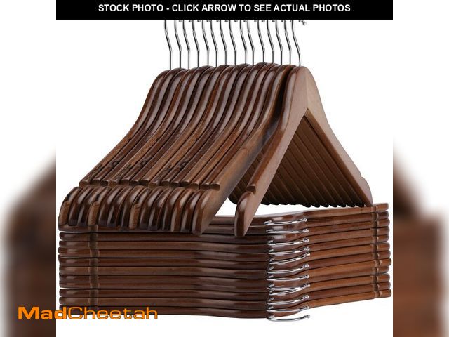 Lot 74-14214617 - Ulimart Wooden Hangers 20 Pack - Sturdy Walnut Hangers for Shirts, Coats &amp; Dresses - Ideal for L...