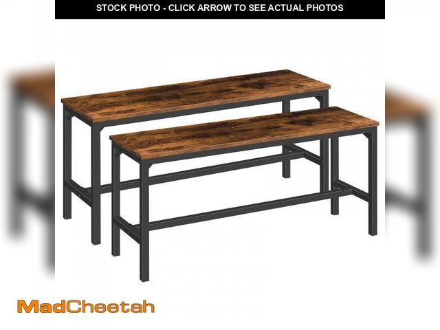 Lot 74-12516569 - HOOBRO Dining Benches, Pair of 2 Industrial Kitchen Table Benches, Wooden Indoor Benches, Durable an...
