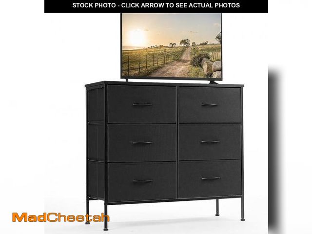 Lot 74-12096104 - DUMOS TV Stand for Living Room, Dresser for Bedroom Chest of Dresser with 6 Fabric Drawers Storage O...