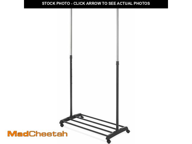 Lot 74-12544483 - Whitmor Deluxe Adjustable Garment Rack - Rolling Clothes Organizer - Black and Chrome - UNUSED