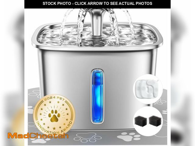 Lot 74-13927762 - Veken Innovation Award Winner Stainless Steel Cat Water Fountain, 95oz/2.8L Automatic Pet Fountain D...