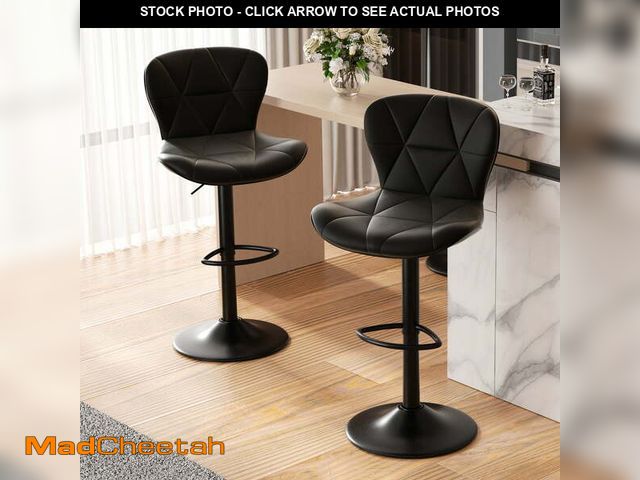 Lot 74-13060844 - Hawsaiy Modern Bar Stools Set of 2, Adjustable Faux Leather Upholstered Swivel Bar Stools, Counter H...