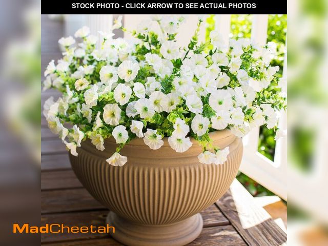 Lot 74-14209762 - HyeFlora Artificial Flowers for Outdoors Fake Plants Outside Decoration, 12 Bundles Silk White Morni...