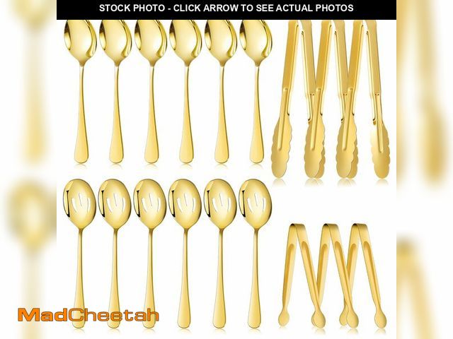 Lot 74-14211656 - Mwellewm 18Pcs Serving Utensils, Serving Spoons for Buffet, Serving Tongs for Food, Slotted Spoons, ...