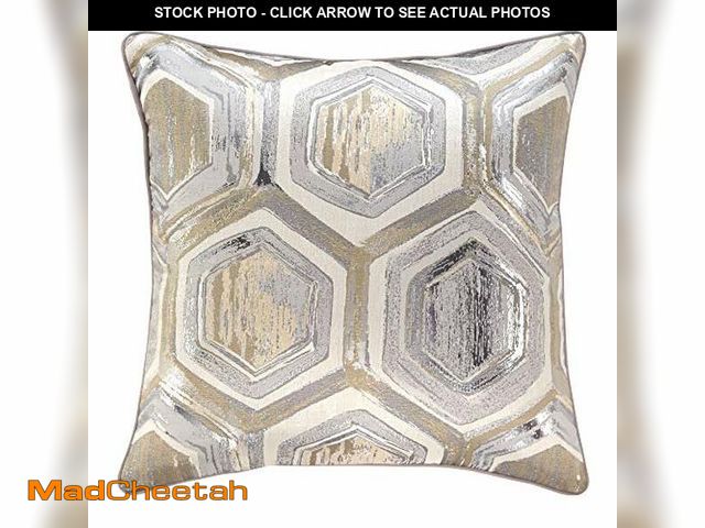 Lot 74-12760470 - Signature Design by Ashley Meiling Geometric Throw Pillow, 20 x 20 Inches, Machine Washable, Metalli...