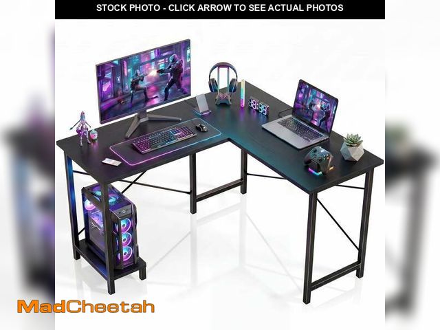 Lot 74-14436663 - edx 50 Inch L Shaped Desk,Computer Desk Corner Desks Gaming Desk PC Table with CPU Stand for Home Of...