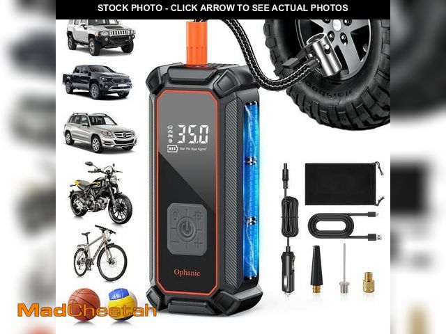 Lot 74-13054803 - Ophanie Tire Inflator Portable Air Compressor, 9000mAh Battery Powered, 150PSI Dual Mode, Auto Air P...