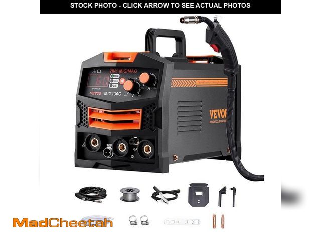Lot 74-14306914 - VEVOR 2 in 1 MIG 130 Amp Synergic Mig Welding Machine 110-Volt Welding Machine with IGBT Inverter,El...