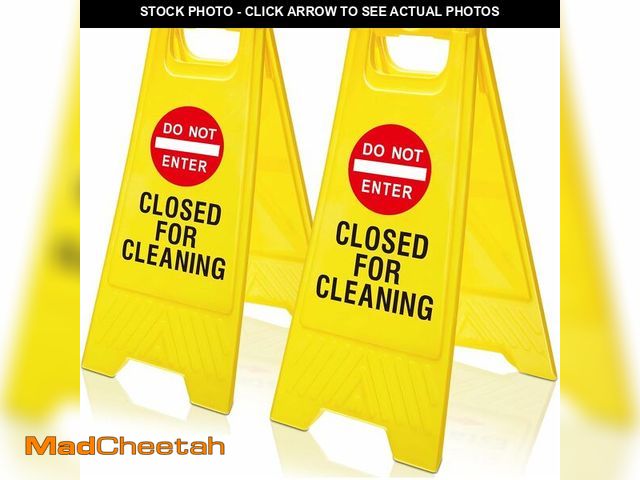 Lot 74-13927081 - Geetery 2 Pcs Closed for Cleaning Sign for Floor Two Sided Folding Bright Yellow Warning Signs for C...