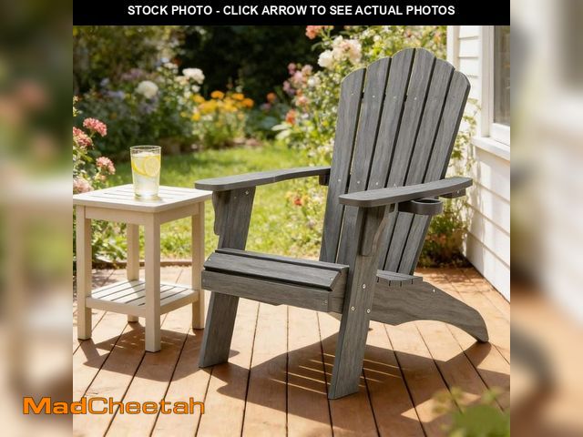 Lot 74-14394922 - Eongdn Gray Oversized Adirondack Chair Fire Pit Chair with Cup Holder - UNUSED