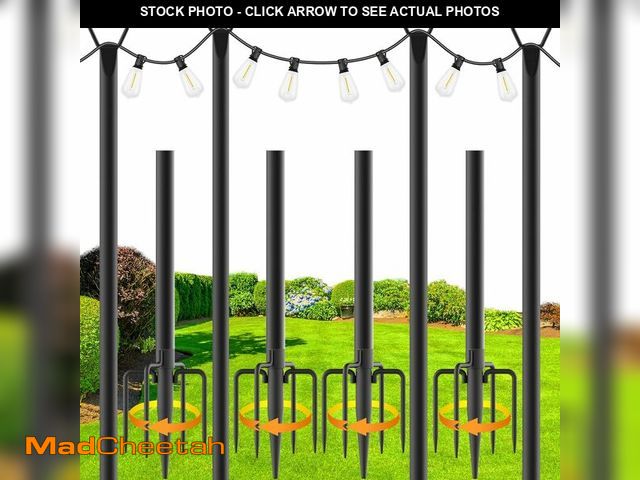 Lot 74-12680313 - zoegi 10Ft String Light Poles 4 Pack,Light Poles for Outside Lights with Fork,Outdoor Brackets Hangi...